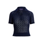 Silk Boucle Short-Sleeve Polo Sweater