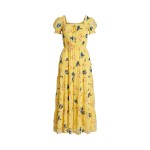 Floral Georgette Puff-Sleeve Midi Dress