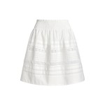 Lace-Trim Cotton Broadcloth Miniskirt