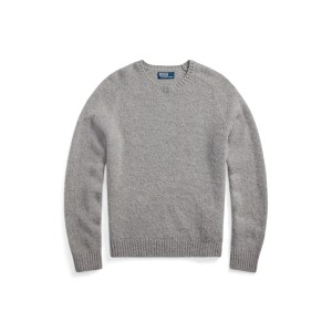 Suede-Patch Wool Crewneck Sweater