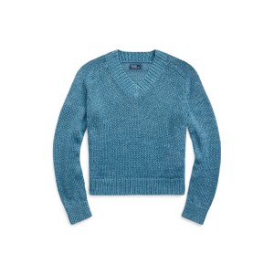 Linen-Cotton V-Neck Sweater
