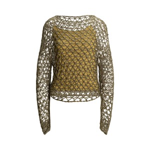 Metallic Hand-Crocheted Boatneck Sweater