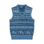 Fair Isle Indigo Cotton Sweater Vest