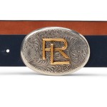 RL Tooled-Buckle Box Leather Wide Belt