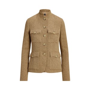 Linen-Blend Herringbone Jacket