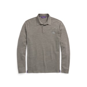 Wool Pique Long-Sleeve Polo Shirt