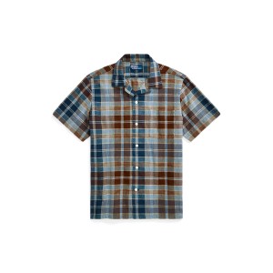 Classic Fit Indigo Madras Camp Shirt