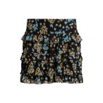 Floral Ruffle-Trim Georgette Miniskirt