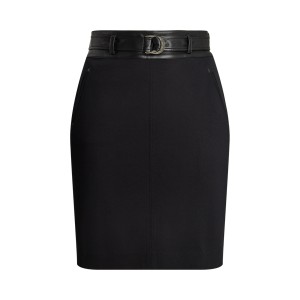 Belted Ponte Pencil Skirt