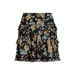 Floral Ruffle-Trim Georgette Miniskirt