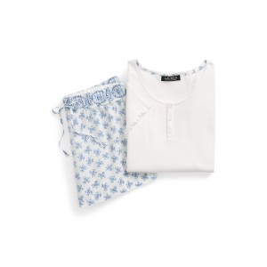 Floral Cotton-Blend Boxer Pajama Set