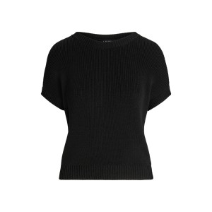 Rib-Knit Short-Sleeve Sweater