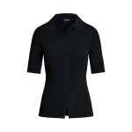 Rib-Knit Elbow-Sleeve Polo Cardigan
