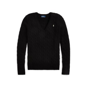 Cable-Knit Wool-Cashmere V-Neck Sweater