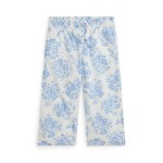 Floral Slub Cotton Pull-On Pant