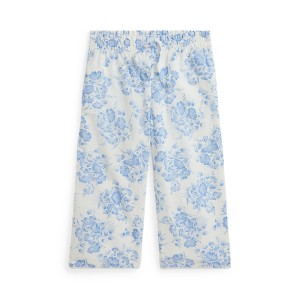Floral Slub Cotton Pull-On Pant