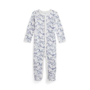 Pastoral Toile Cotton Footed Coverall