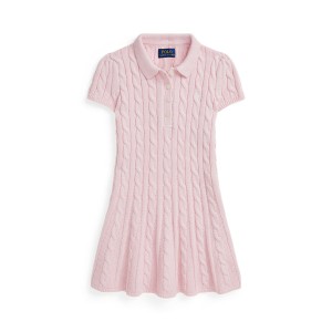 Cable-Knit Cotton Polo Sweater Dress