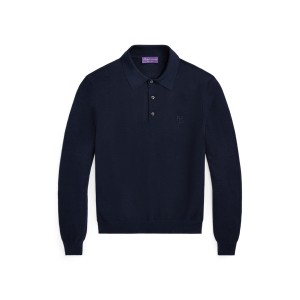 Textured Silk-Cotton Polo-Collar Sweater