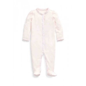 Baby Girls Floral Trim Cotton Coverall