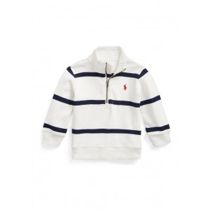 Baby Boys Striped Cotton Interlock 1/4 Zip Pullover Sweater
