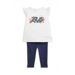 Baby Girls Ruffled Logo Jersey Top & Leggings Set