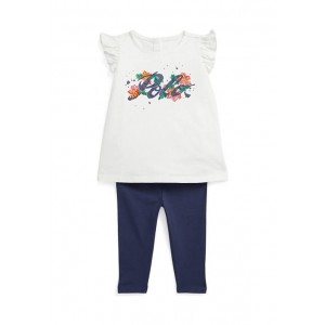 Baby Girls Ruffled Logo Jersey Top & Leggings Set
