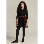 Girls 7-16 Plaid-Sash Knit Oxford Dress