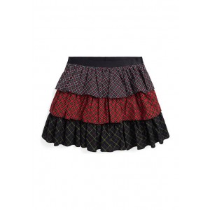 Girls 7-16 Mixed Plaid Tiered Cotton Skirt