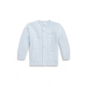 Baby Boys Contrast Knit Organic Cotton Cardigan