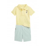 Baby Boys Polo Bear Cotton Polo Shirt & Short Set