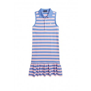 Girls 7-16 Striped Stretch Mesh Polo Dress