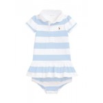 Baby Girls Striped Cotton Rugby Dress & Bloomer