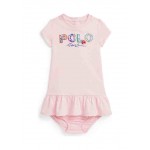 Baby Girl Tropical Logo Cotton T-Shirt Dress and Bloomer