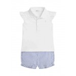 Baby Girls Mesh Polo Shirt and Seersucker Short Set