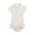 Baby Girls Floral Soft Cotton Polo Dress & Bloomer