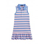 Girls 2-6x Striped Stretch Mesh Polo Dress