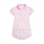 Baby Girls Polo Pony Mesh Polo Shirt & Short Set