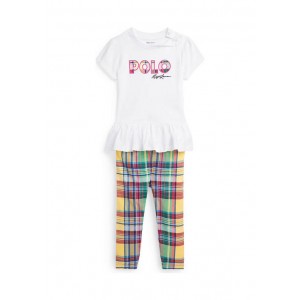 Baby Girls Logo Jersey T-Shirt and Plaid Leggings Set