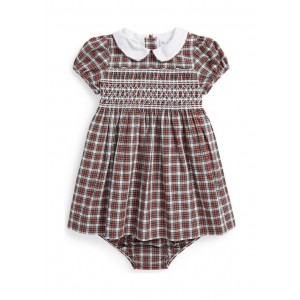 Baby Girls Plaid Cotton Poplin Dress & Bloomer