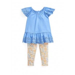 Baby Girls Eyelet Jersey Top & Floral Legging Set