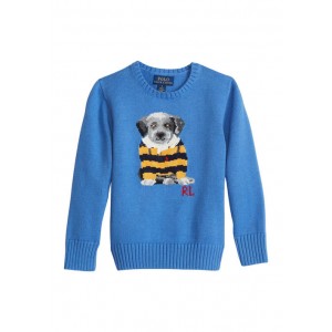 Boys 4-7 Long Sleeve Cotton Dog Embellished Sweater