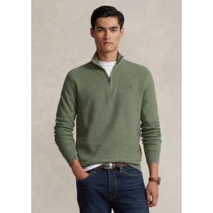 Mesh Knit Cotton Quarter Zip Sweater