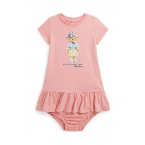 Baby Girls Polo Bear Cotton T-Shirt Dress & Bloomer