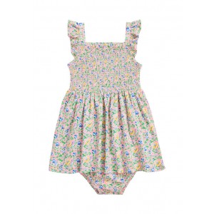 Baby Girls Floral Smocked Cotton Dress & Bloomer