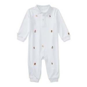 Baby Boys Embroidered Polo Cotton Coverall