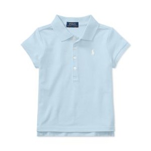 Toddler and Little Girls Short Sleeve Stretch Cotton Mesh Polo Shirt