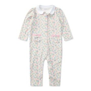 Baby Girls Floral Print Cotton Coverall