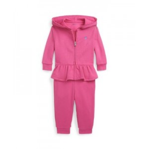 Baby Girls Terry Full Zip Hoodie and Jogger Pants Set