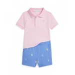 Baby Boys Mesh Polo Shirt and Shorts Set